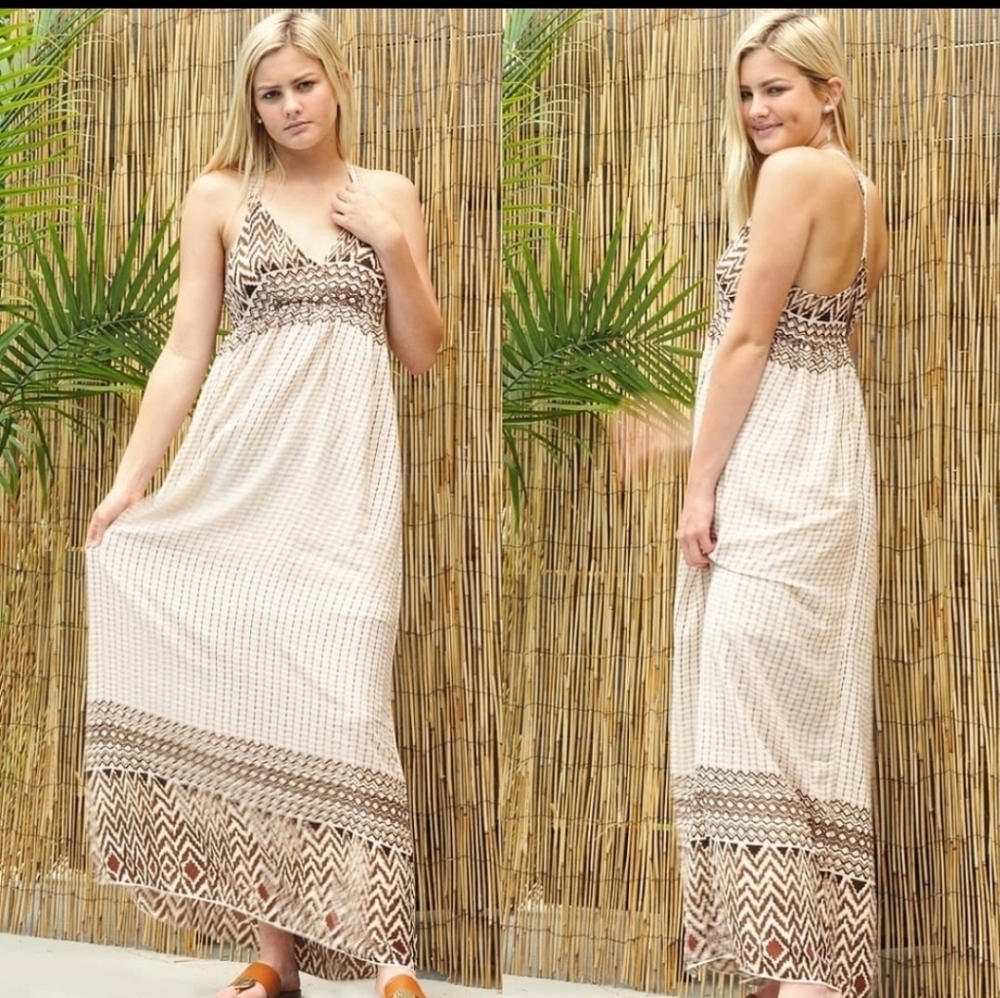 Chiffon Border Maxi Dress